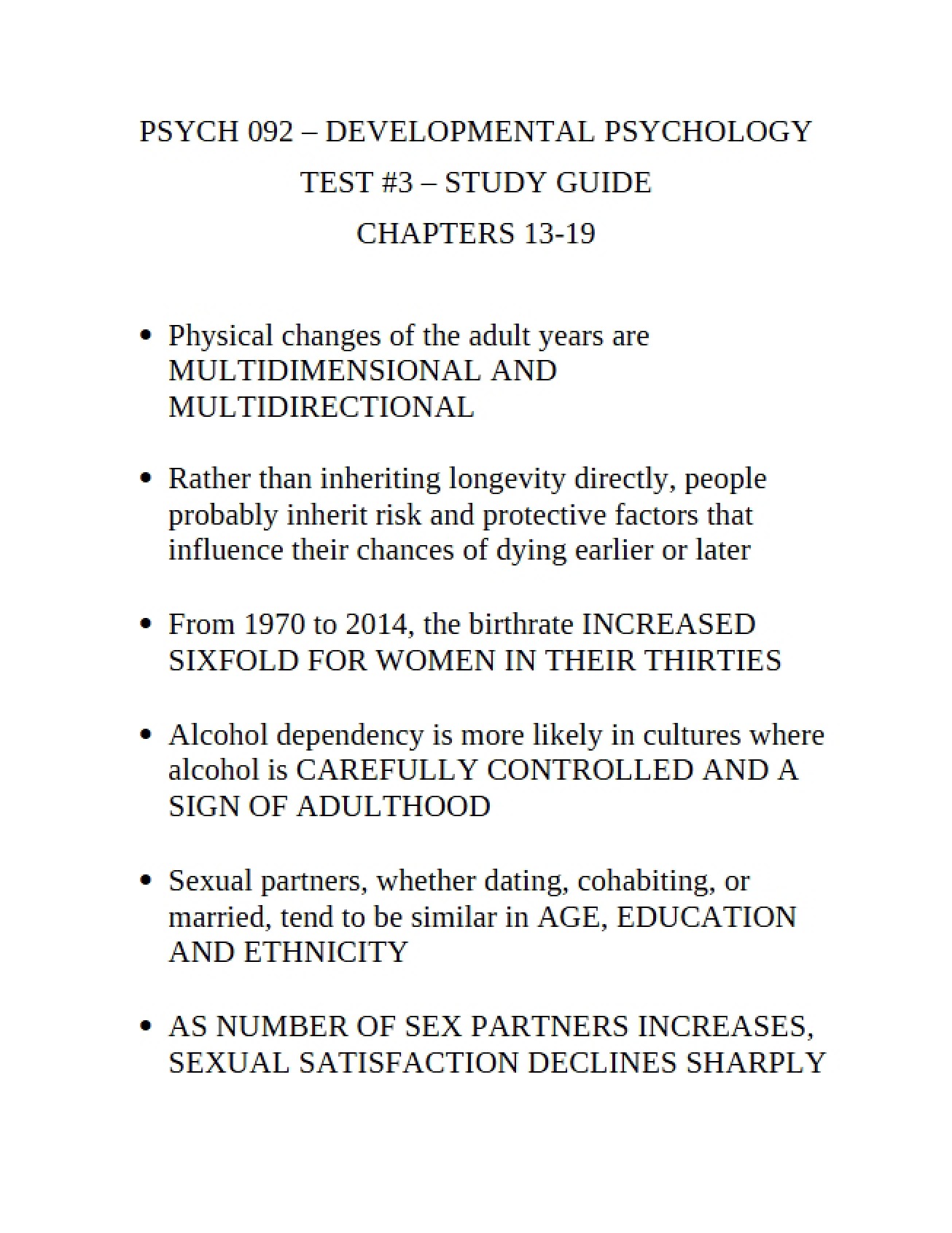 Study Guide for Test Three
