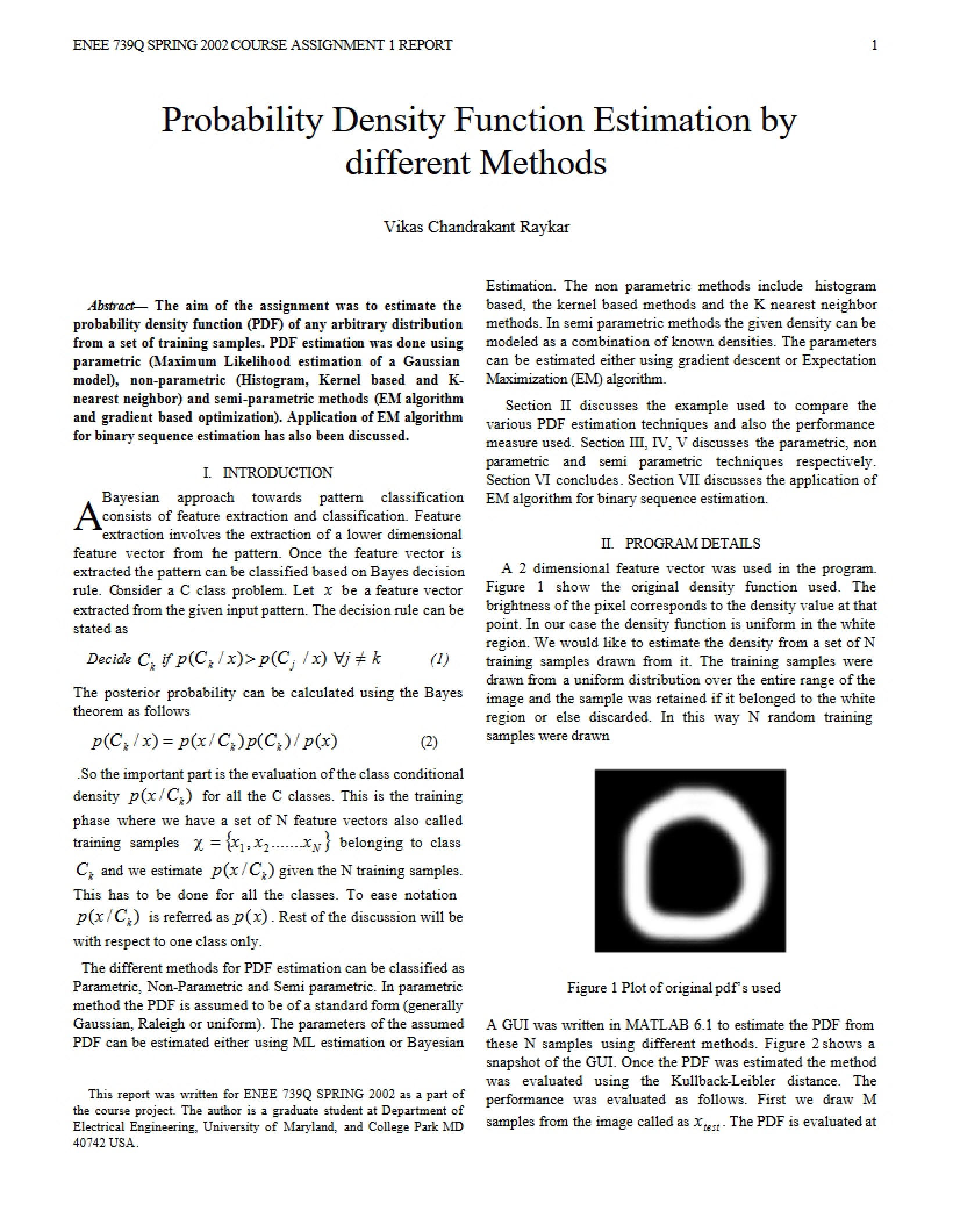 Methods for Estimating Probability Density Functions