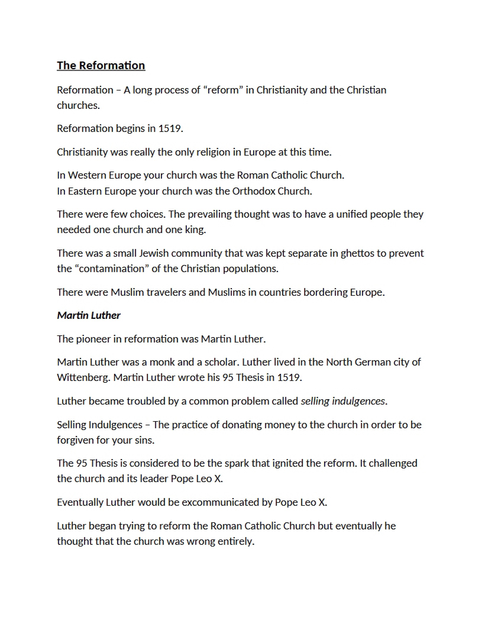 Reformation History