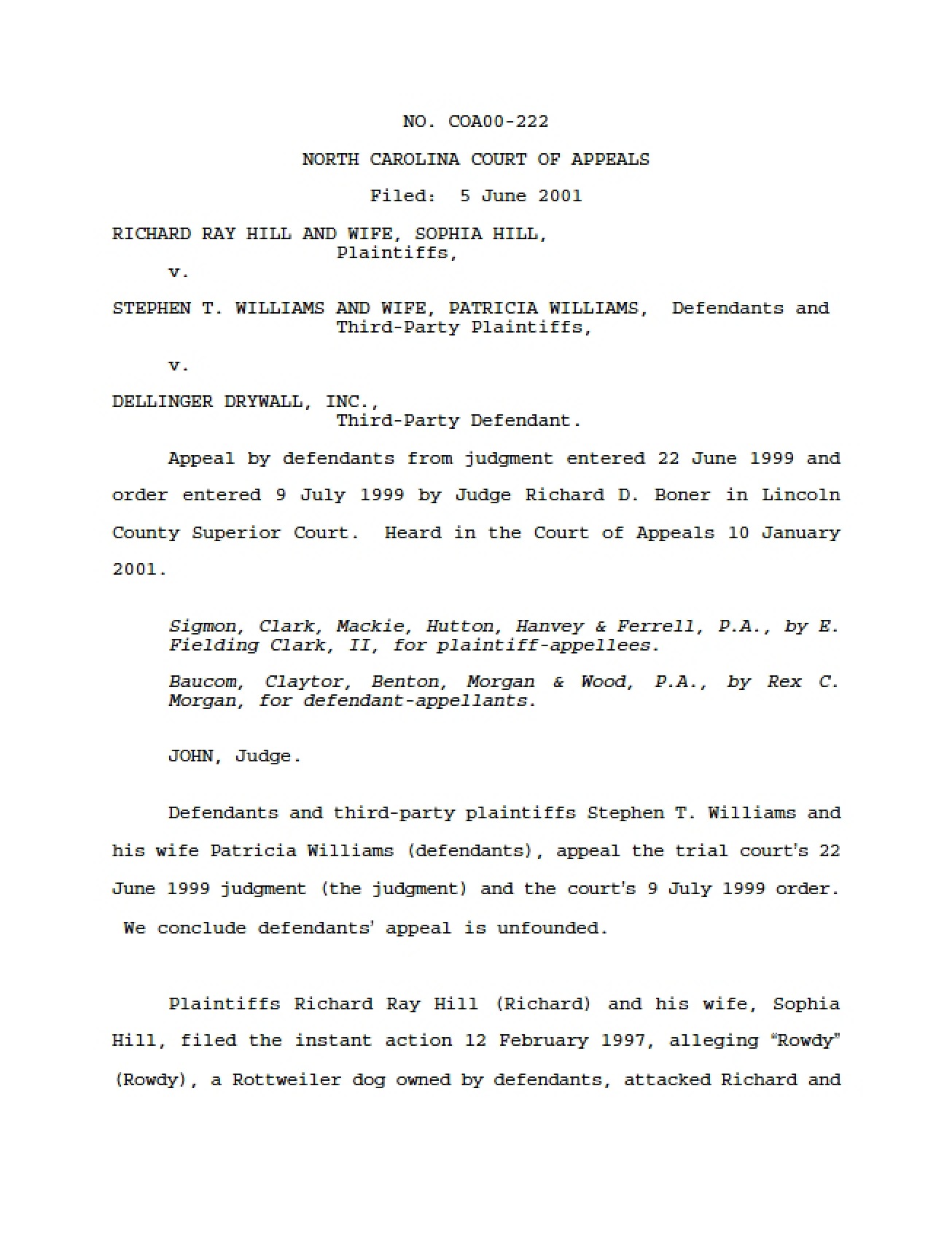 North Carolina Appellate Court