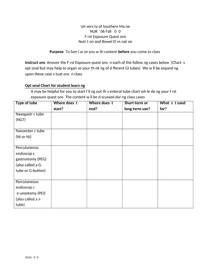 Case Studies and Considerations for Enteral Feeding Tubes