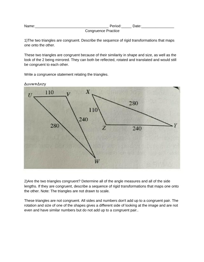 Practice for Congruence