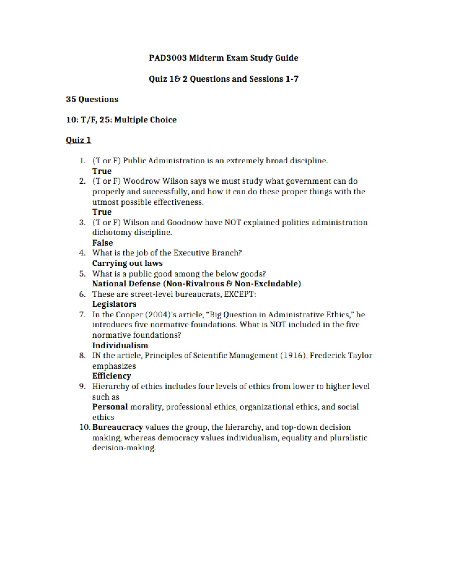 Examination Midterm
