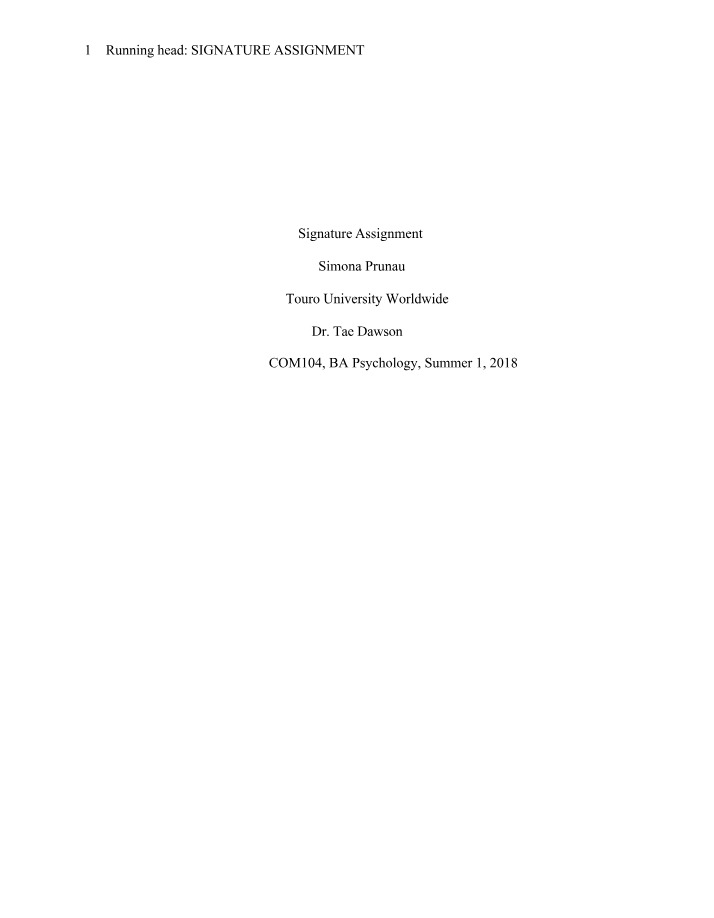 COM104 - Signature Assignment
