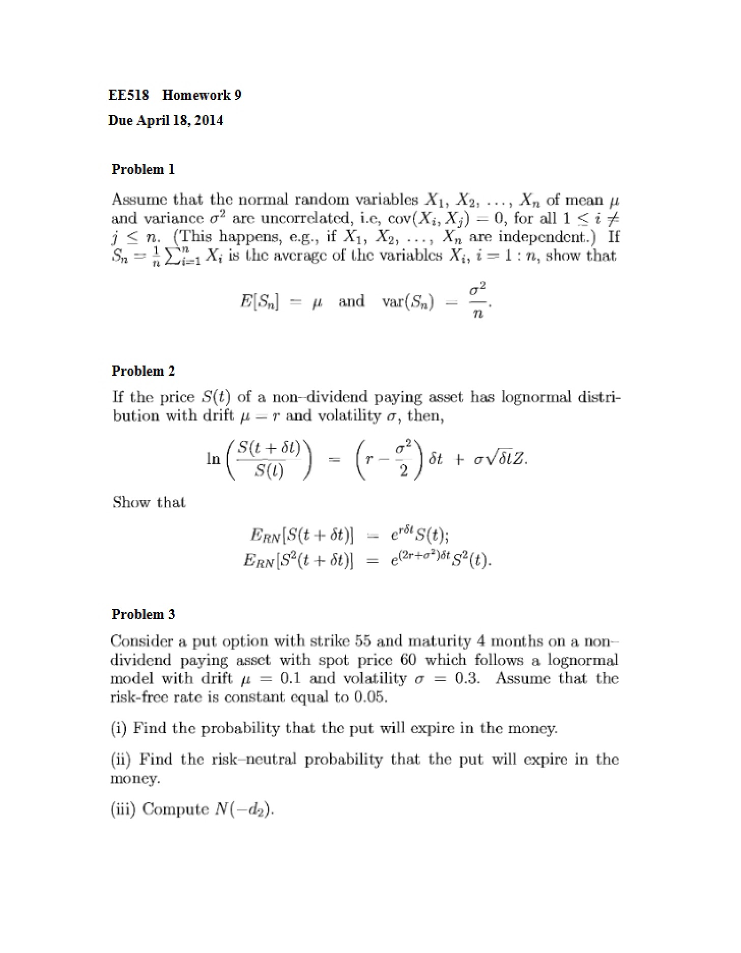 EE518 Homework Nine