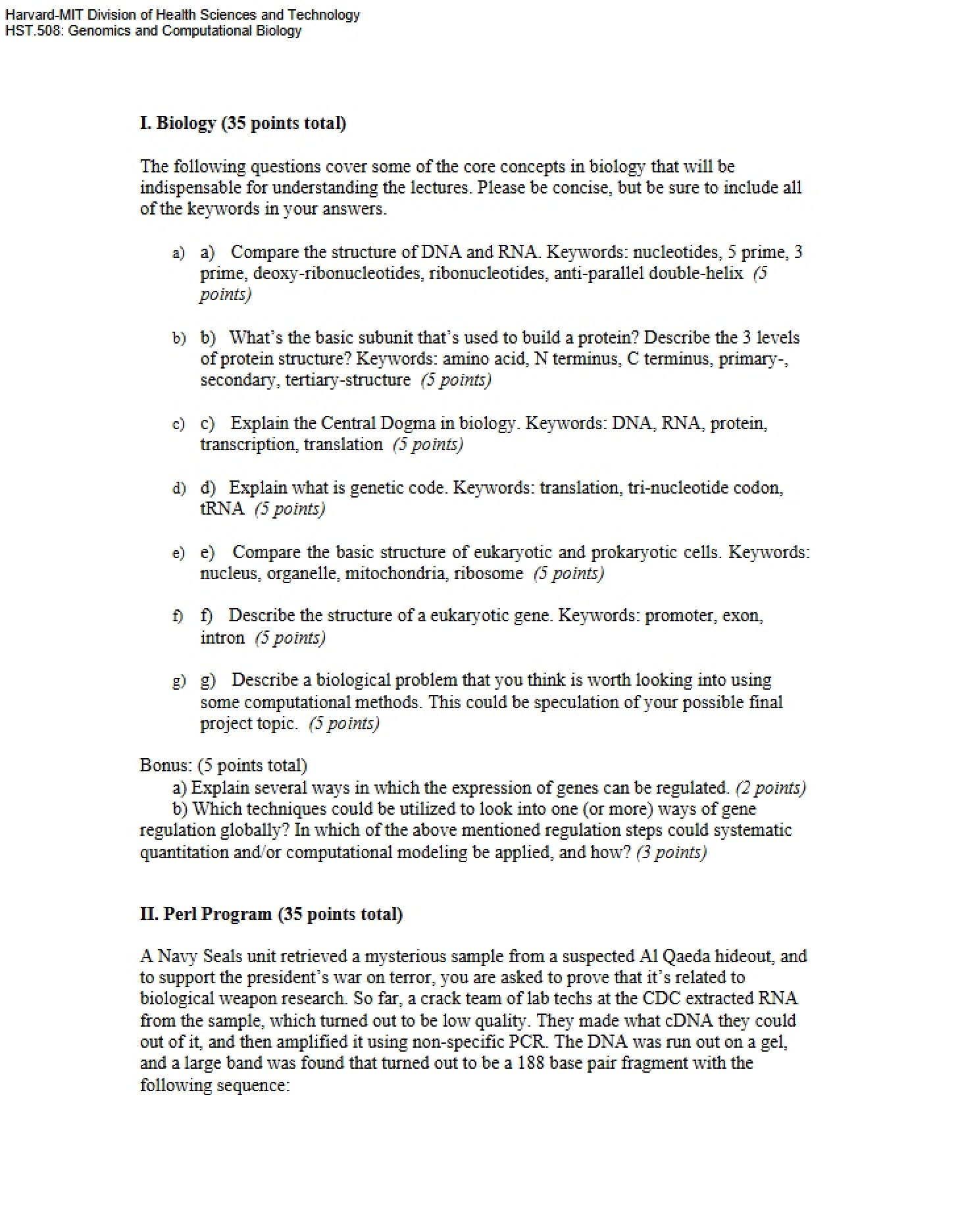Assignments in Biology