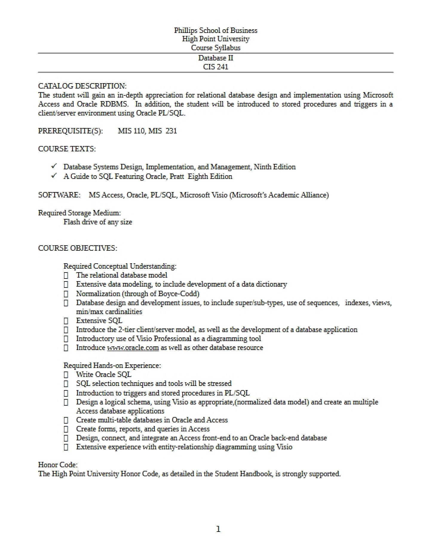 Class Outline