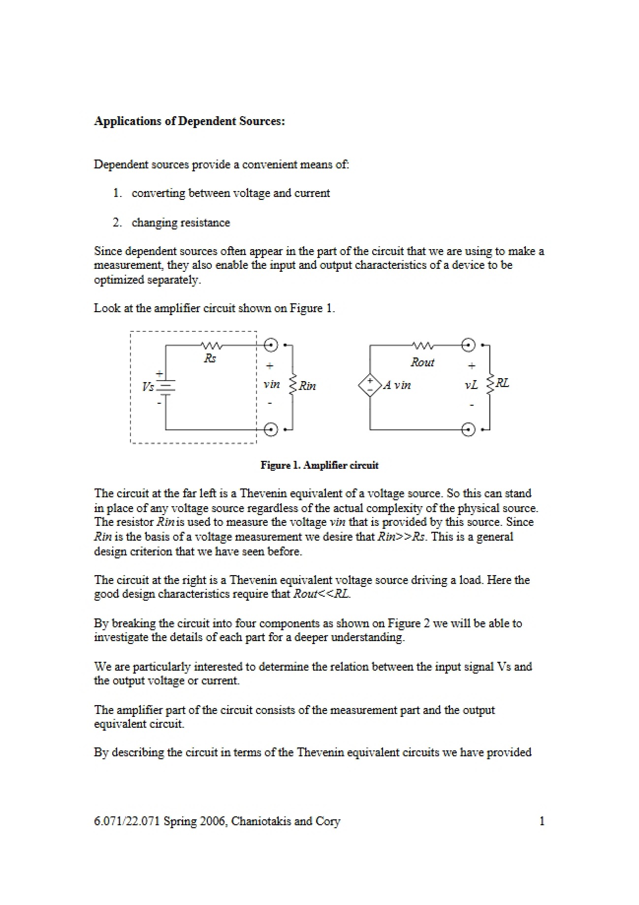 Dependent Sources and their Applications