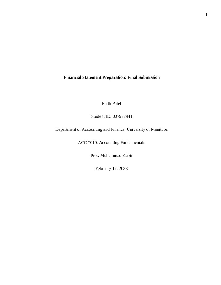 Final Submission - Financial Statement Preparation