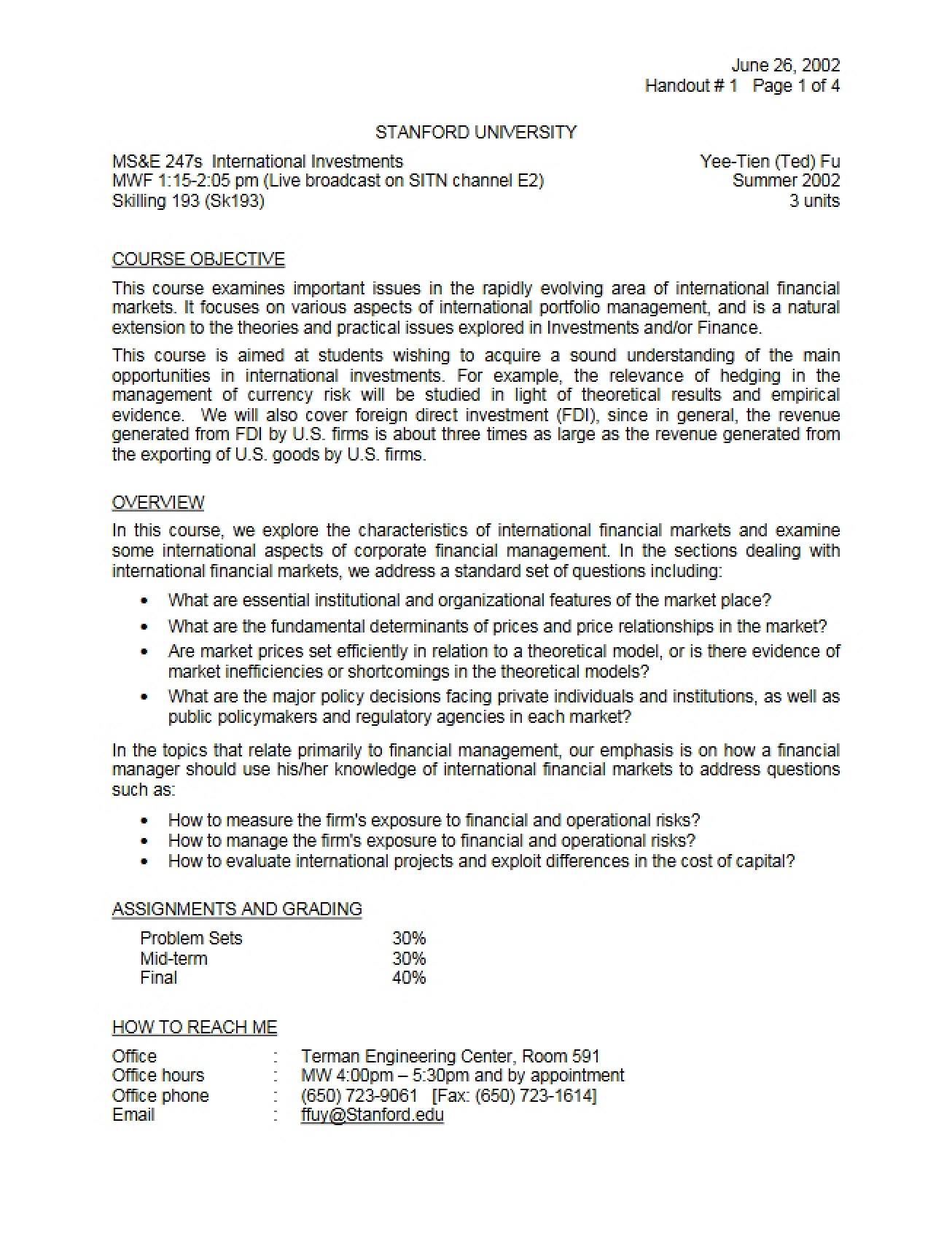 International Investments Study Materials