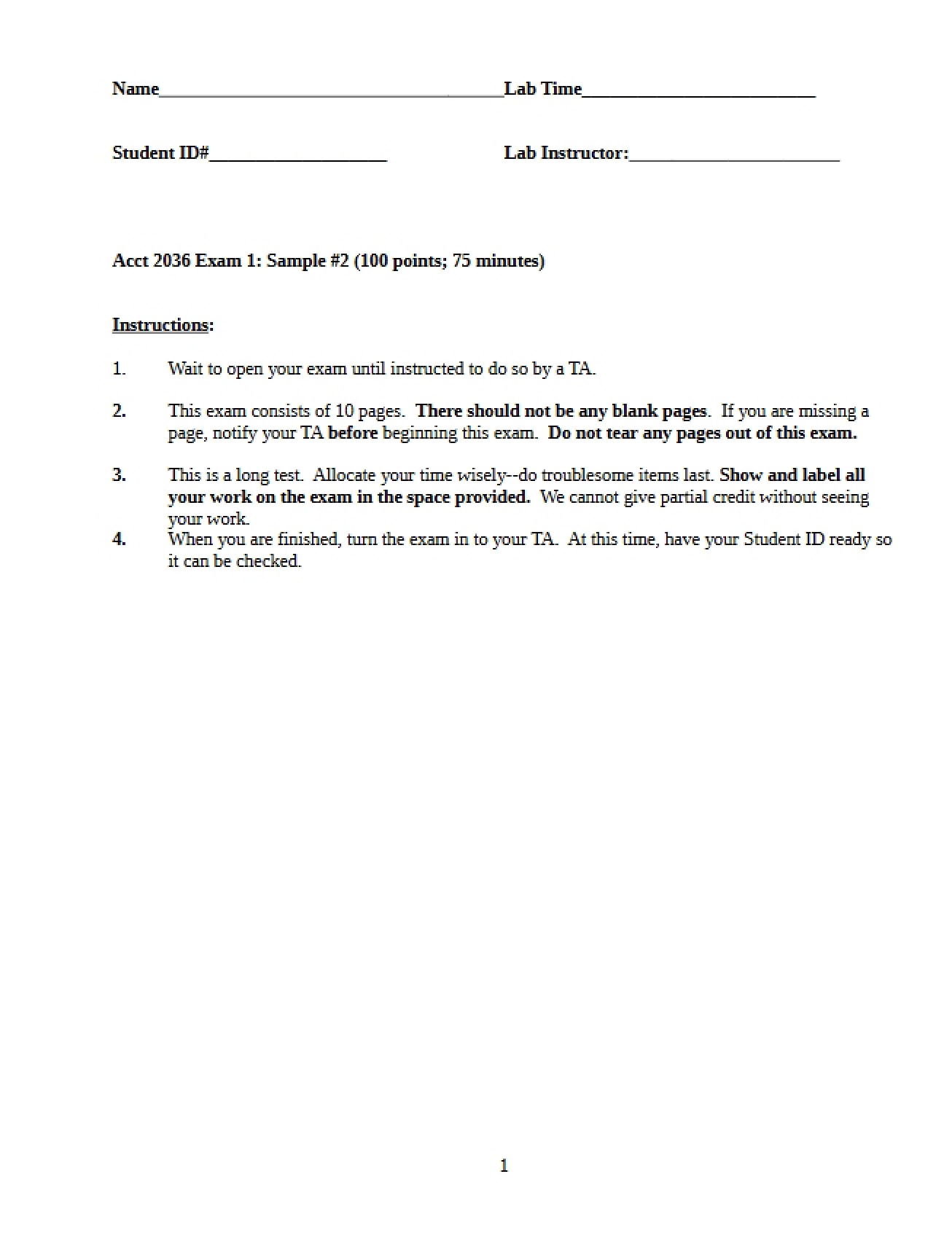 Fall 2003 Sample Exam 1