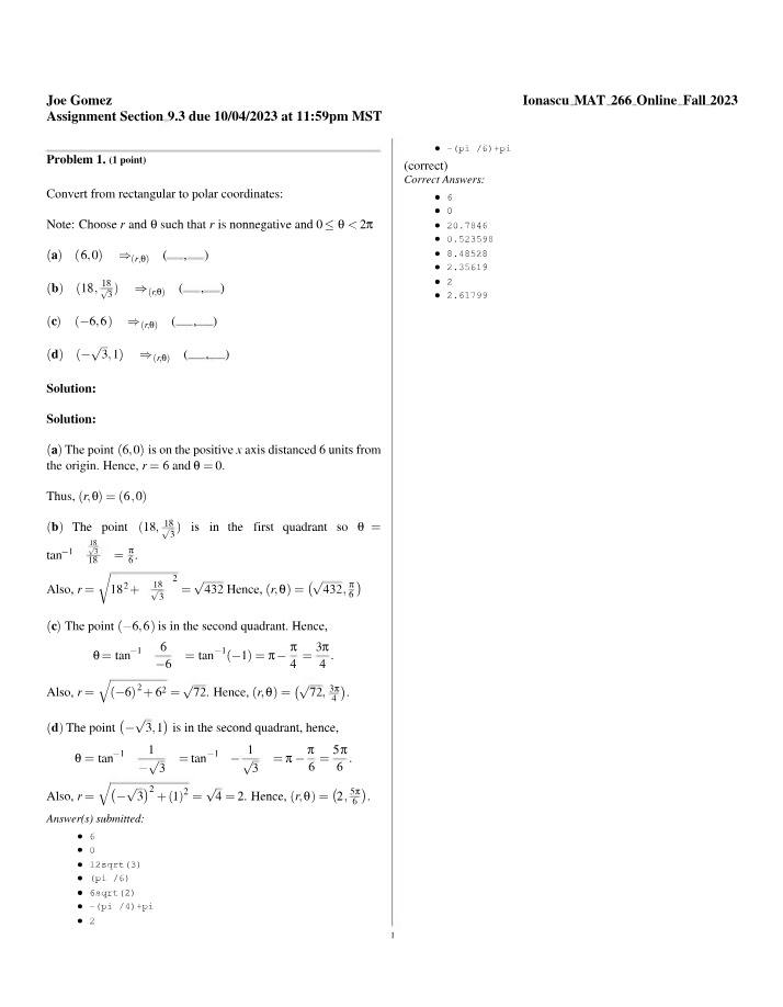 Step-by-Step Guide - Converting Rectangular to Polar Coordinates