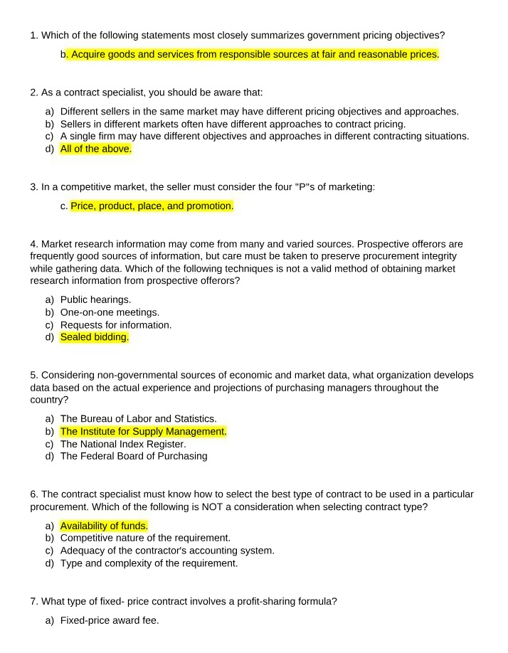 Acquiring Fair and Reasonable Government Pricing Objectives