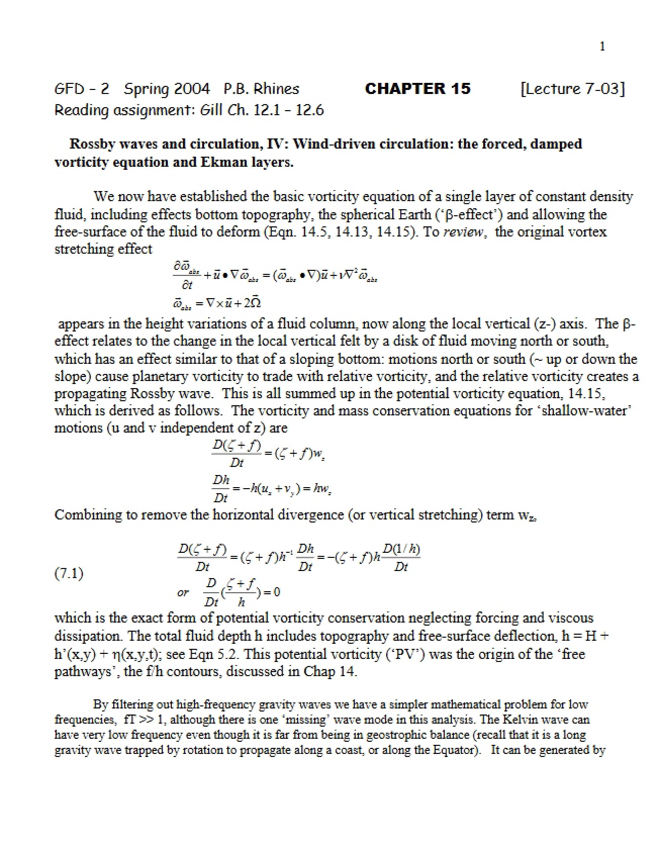 Notes from Class