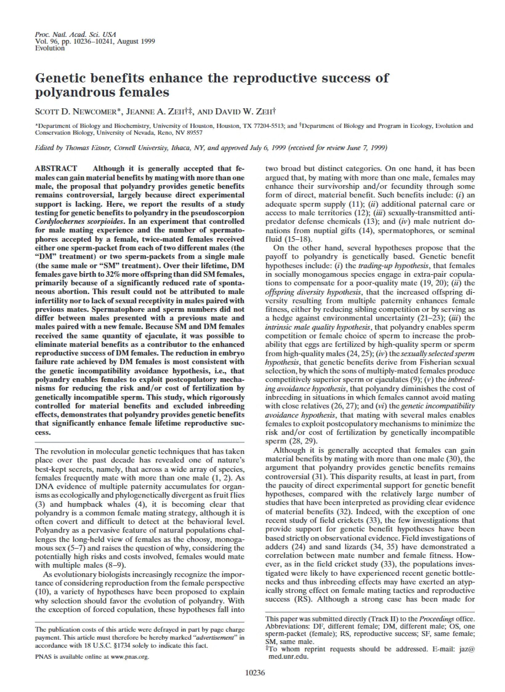 Genetic Benefits in Sexual Biology