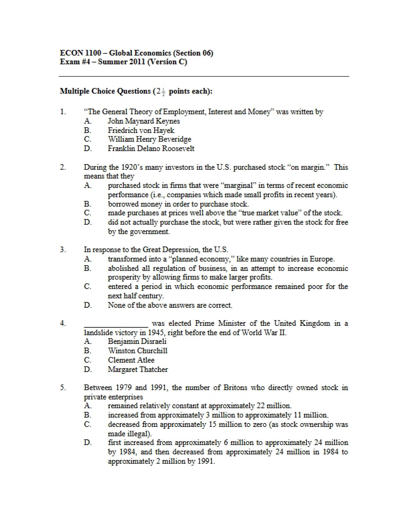 ECON 1100 Final Assessment