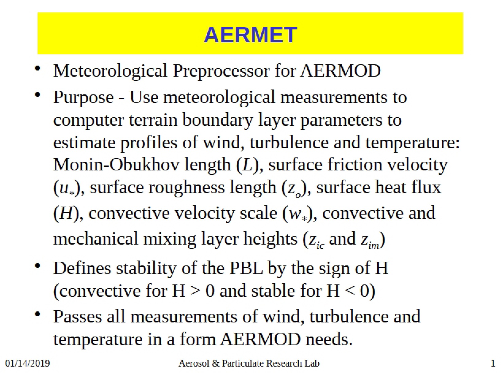 AERMET Modeling System