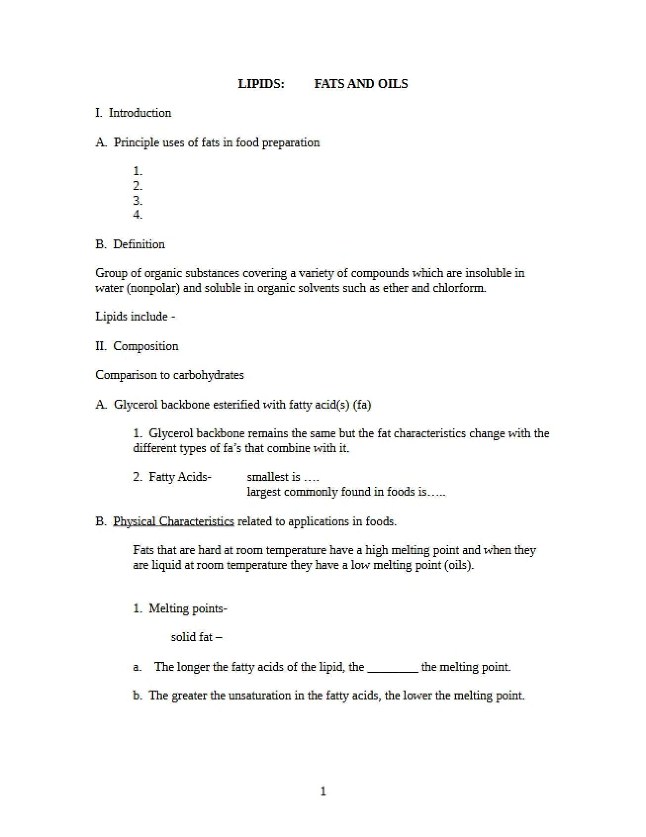 Fats, Oils, and Lipids
