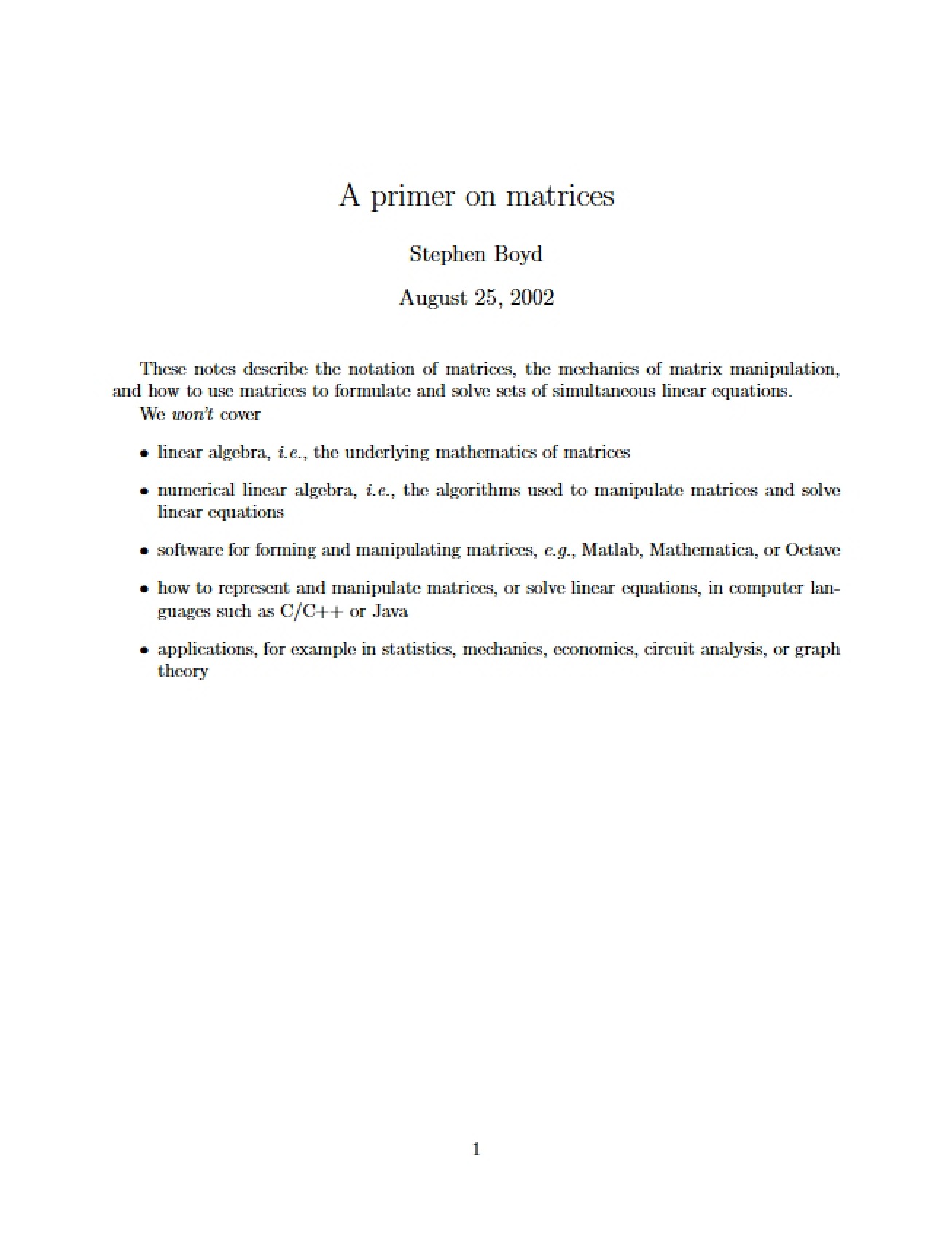 Matrix Theory Primer