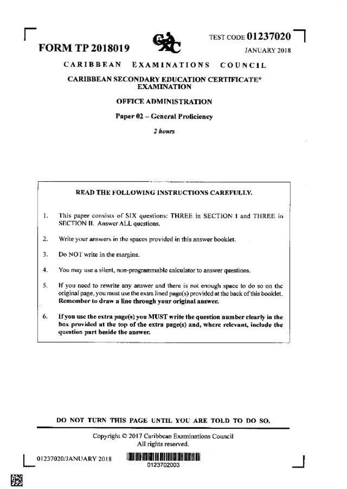 Office Administration Exam - Tips, Instructions, and Questions