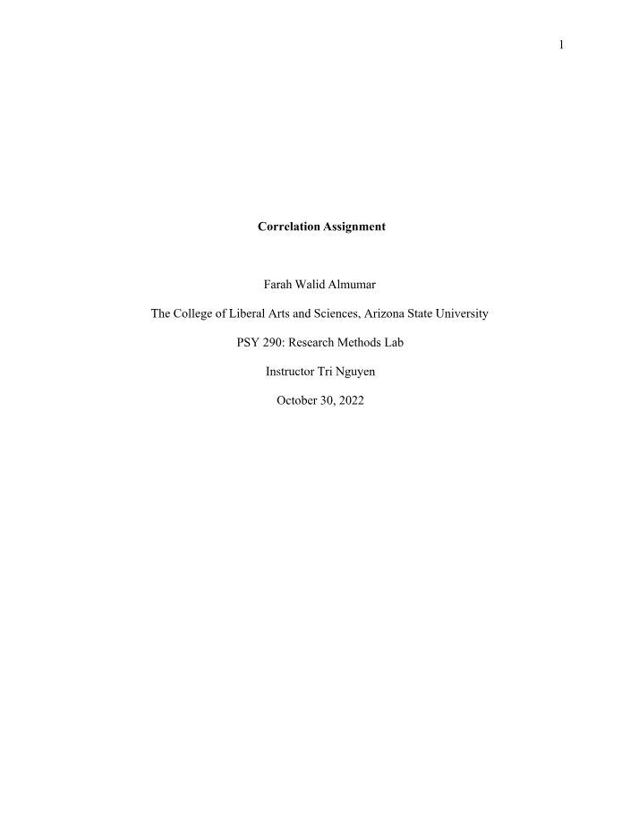 Assignment on Correlation