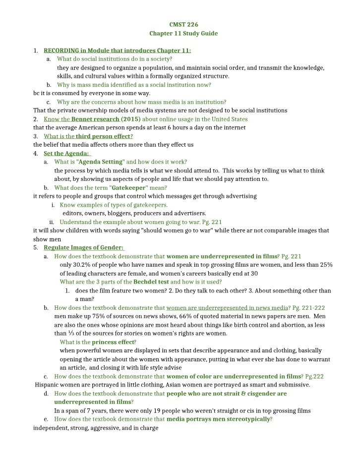 Chapter 11 Study Guide - CMST 226