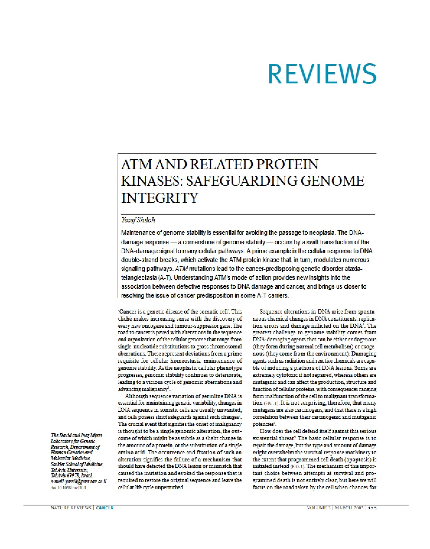 Integrity of the Genome Safeguarding
