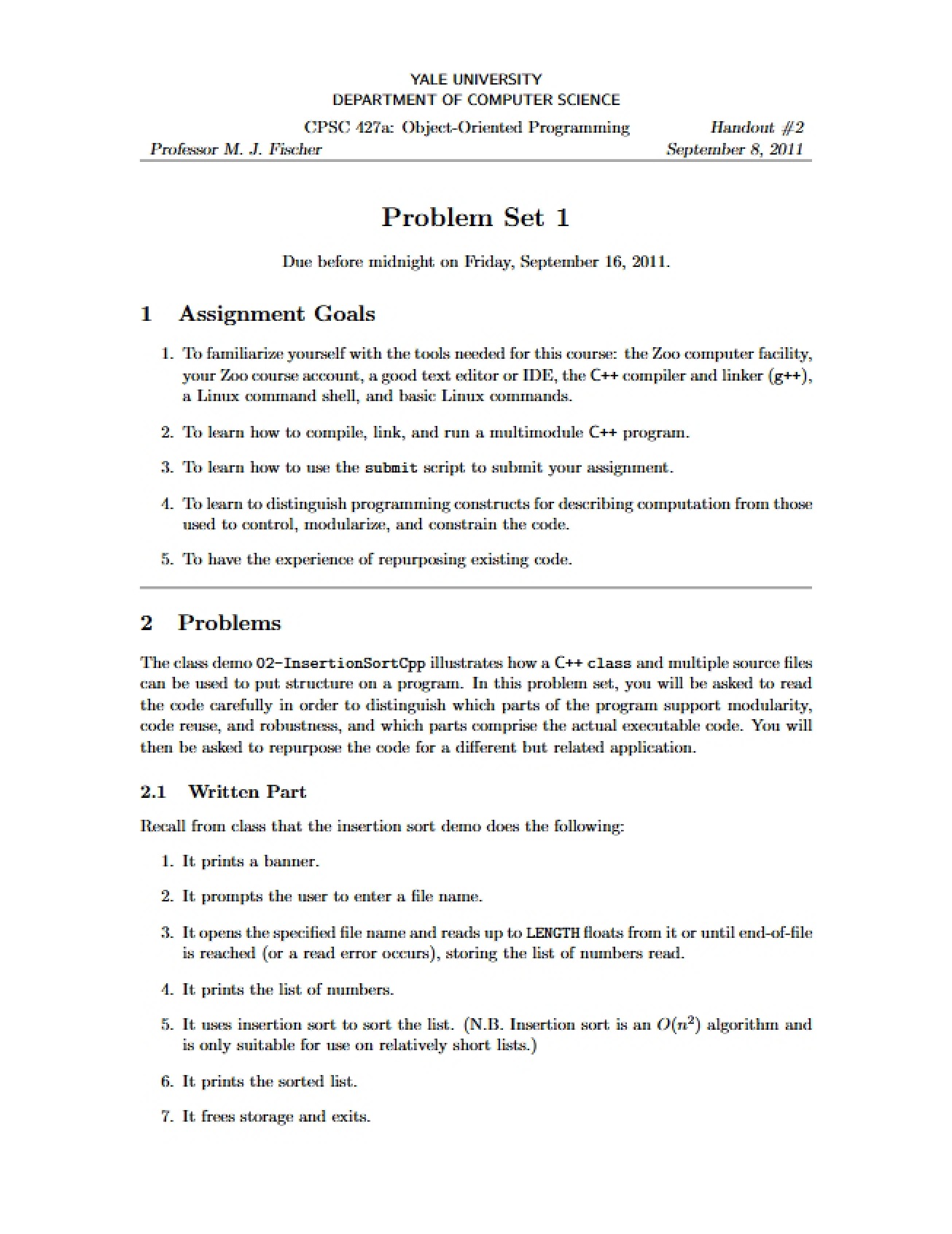 First Problem Set