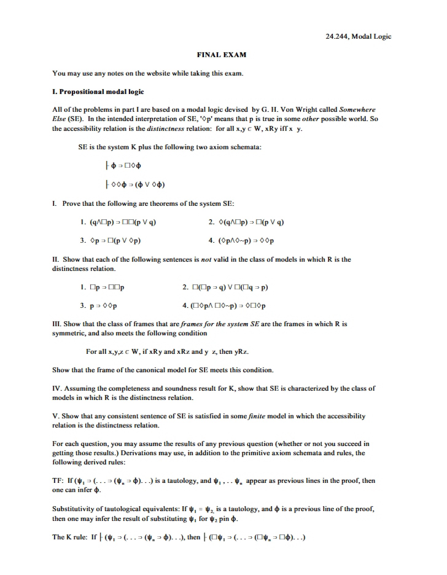 Exam for Course End