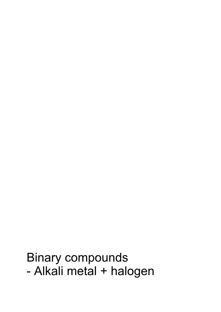 Binary Compounds - Alkali Metal and Halogen