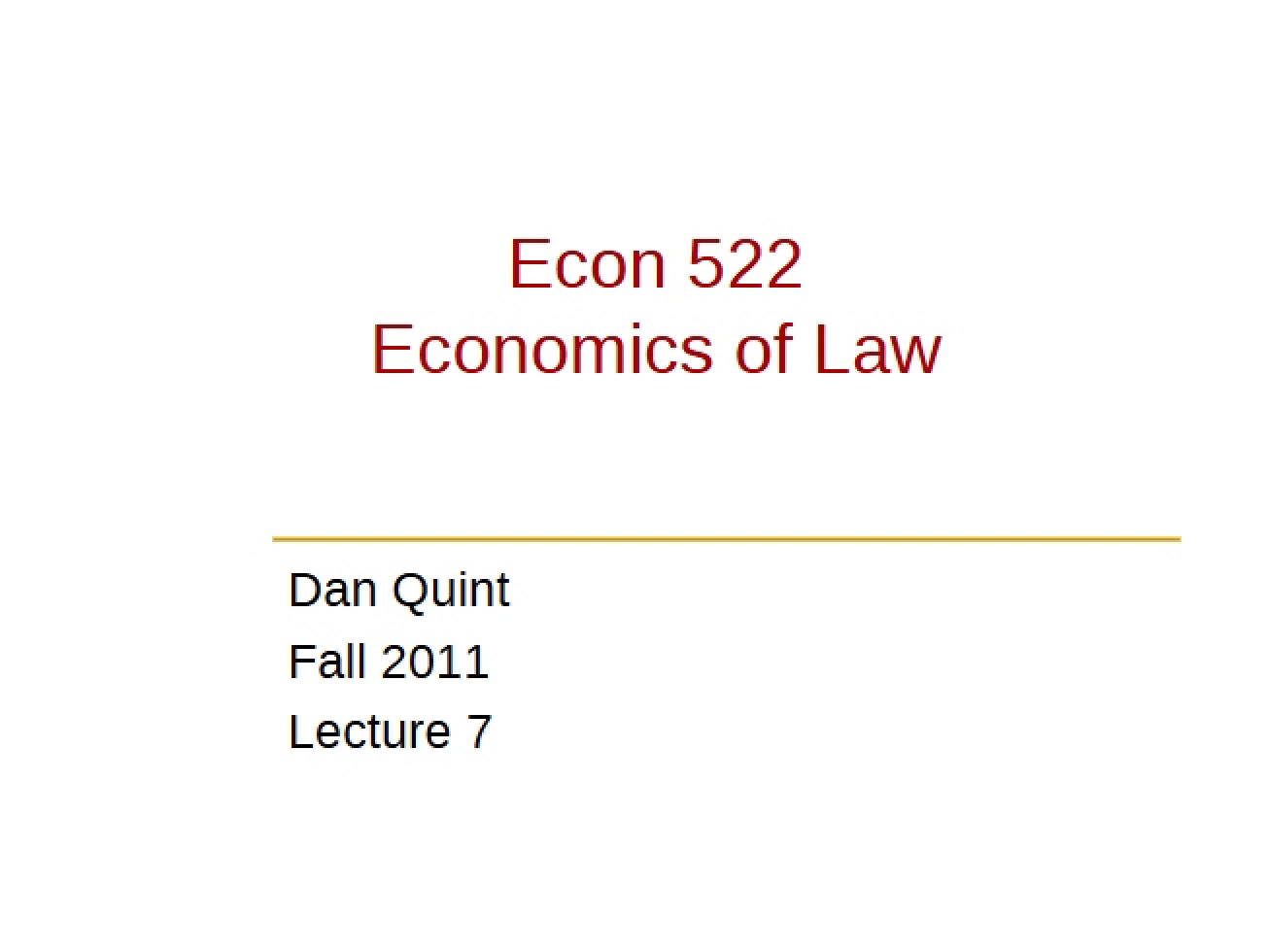 Notes from Seventh Lecture