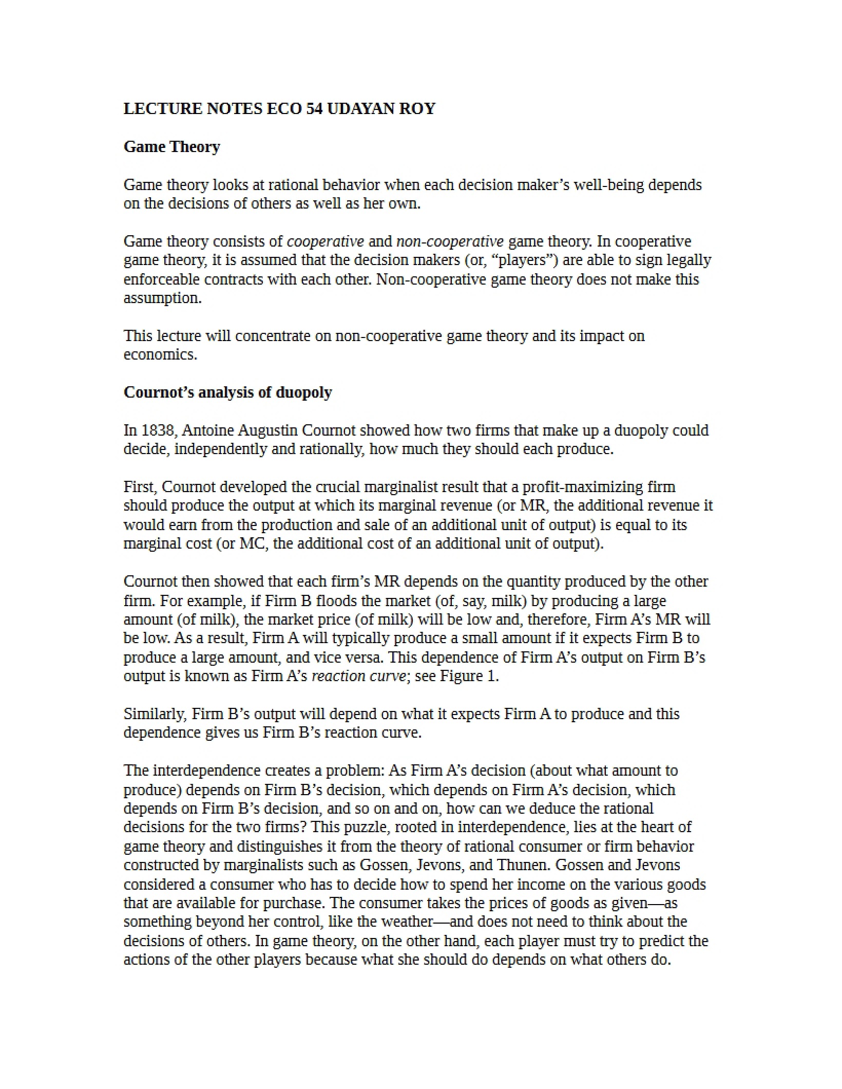Notes for Eco 54