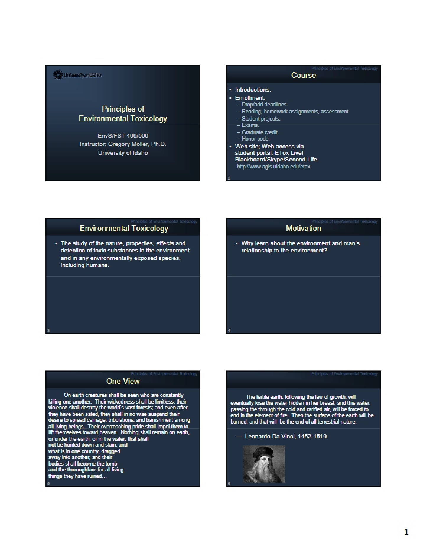 Environmental Toxicology Principles