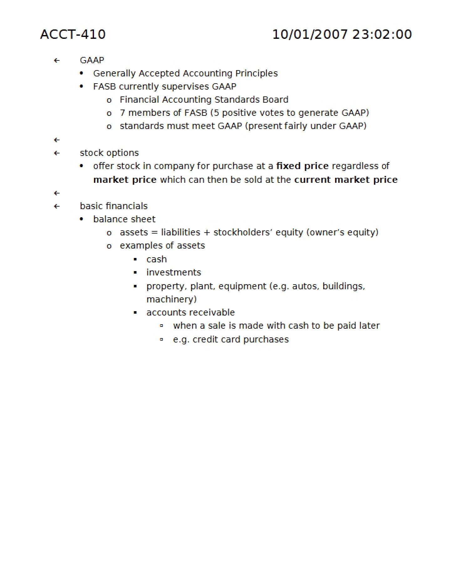 Notes from Lecture