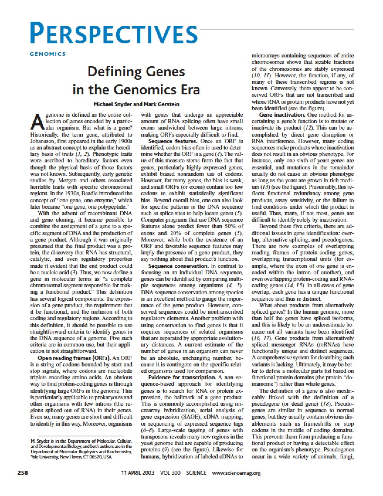 Genomics Era Gene Definition