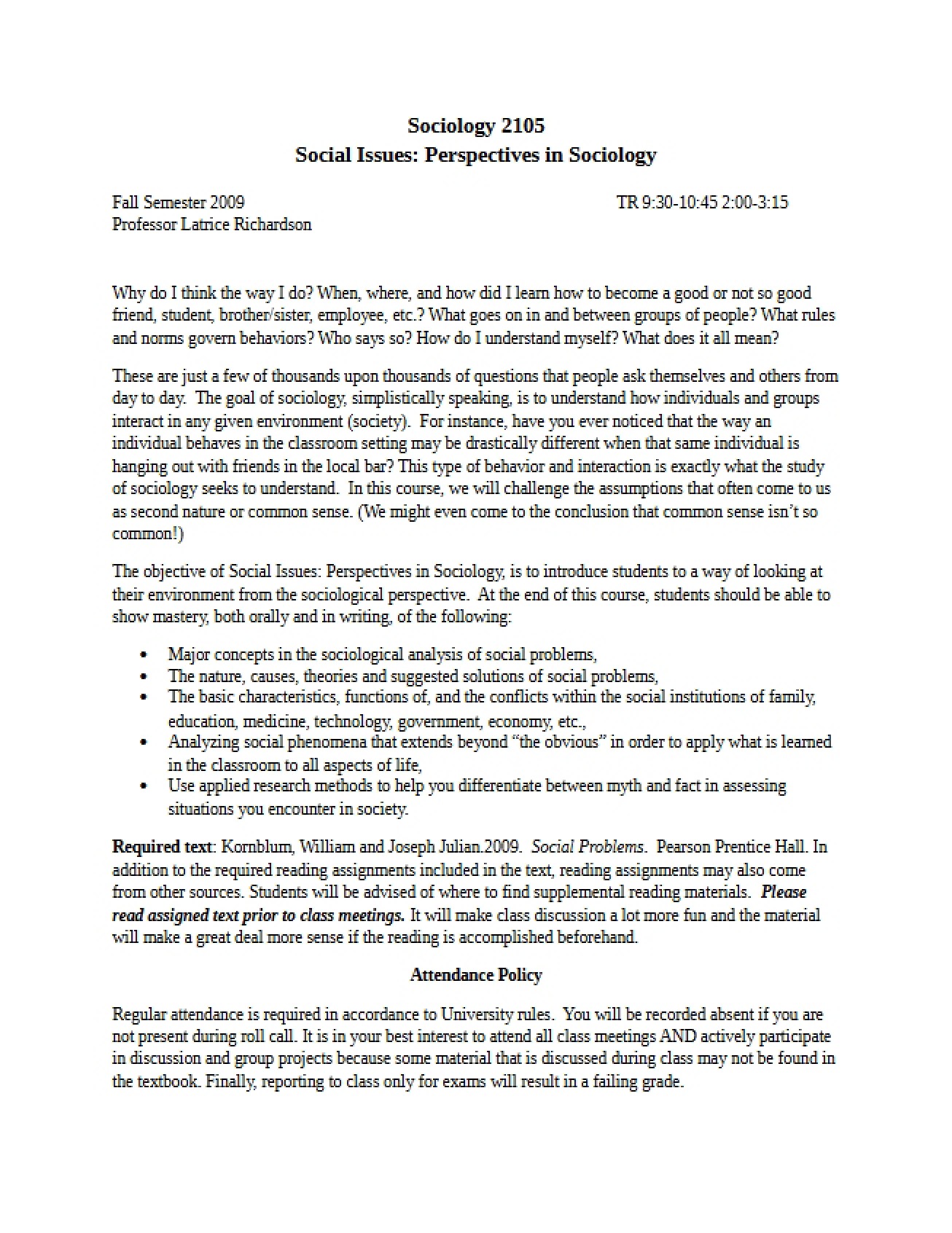 Syllabus Social Issues Perspectives