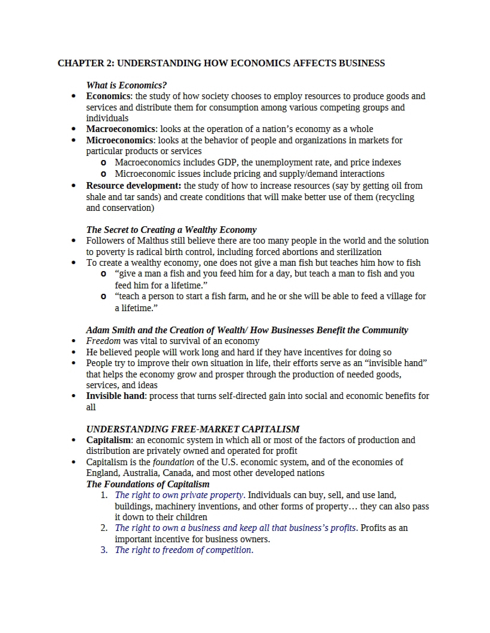 Understanding How Economics Affects Business Chapter 2