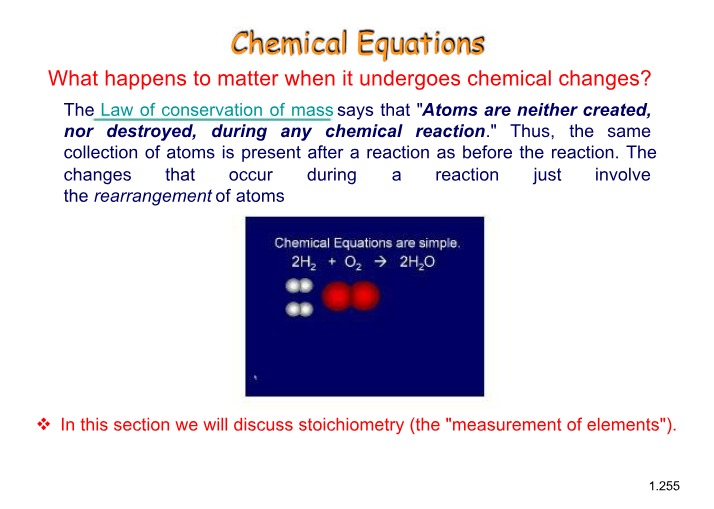 Stoichiometry and Balancing Chemical Equations