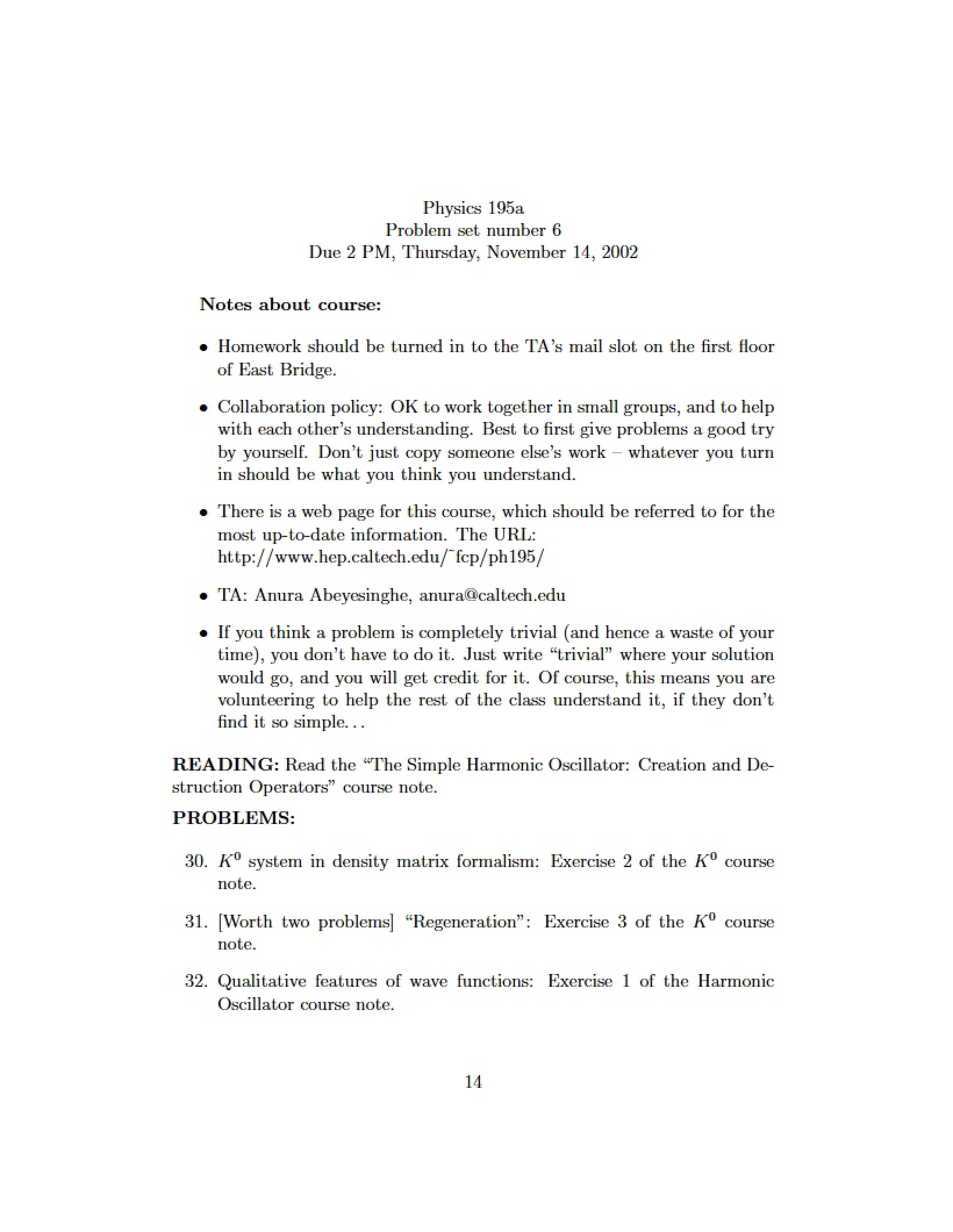 Problem Set Number 06