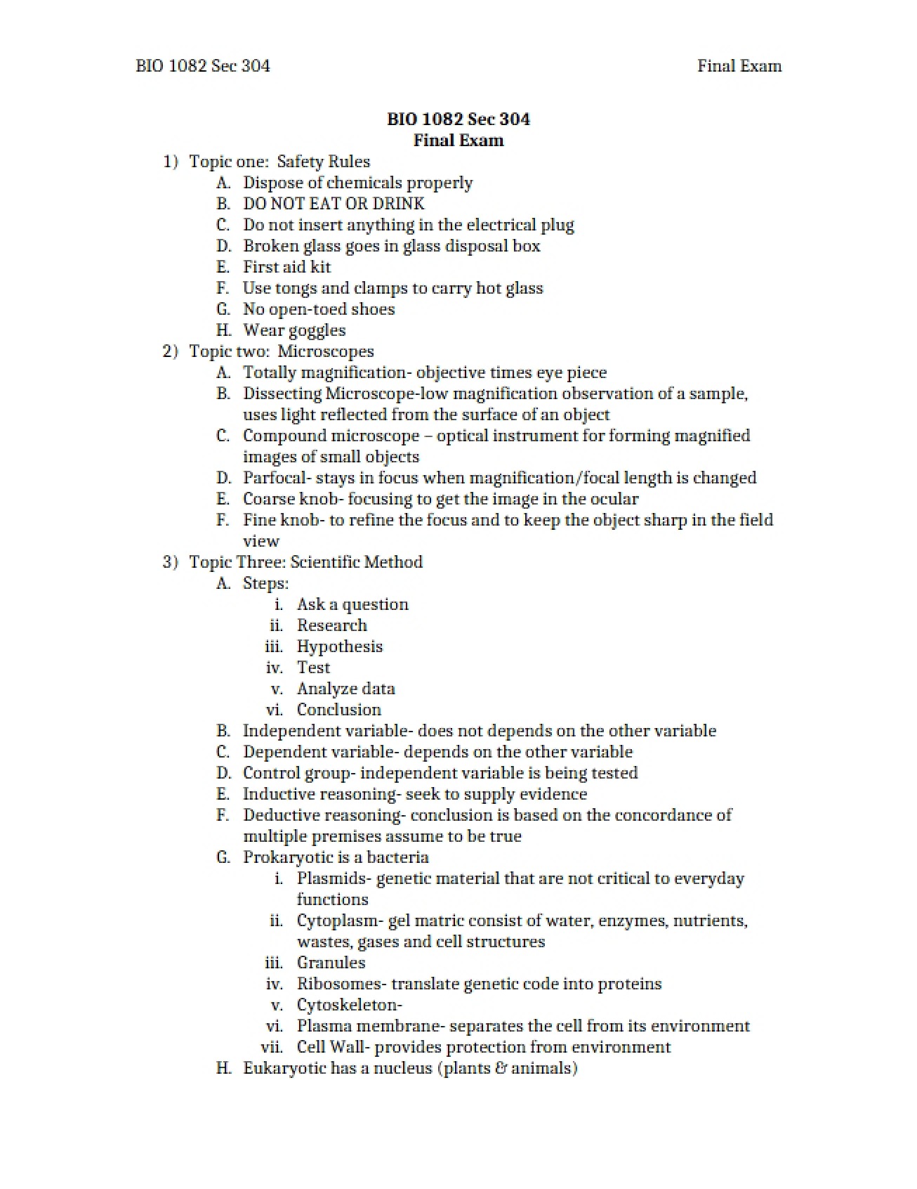 Biology Final Exam