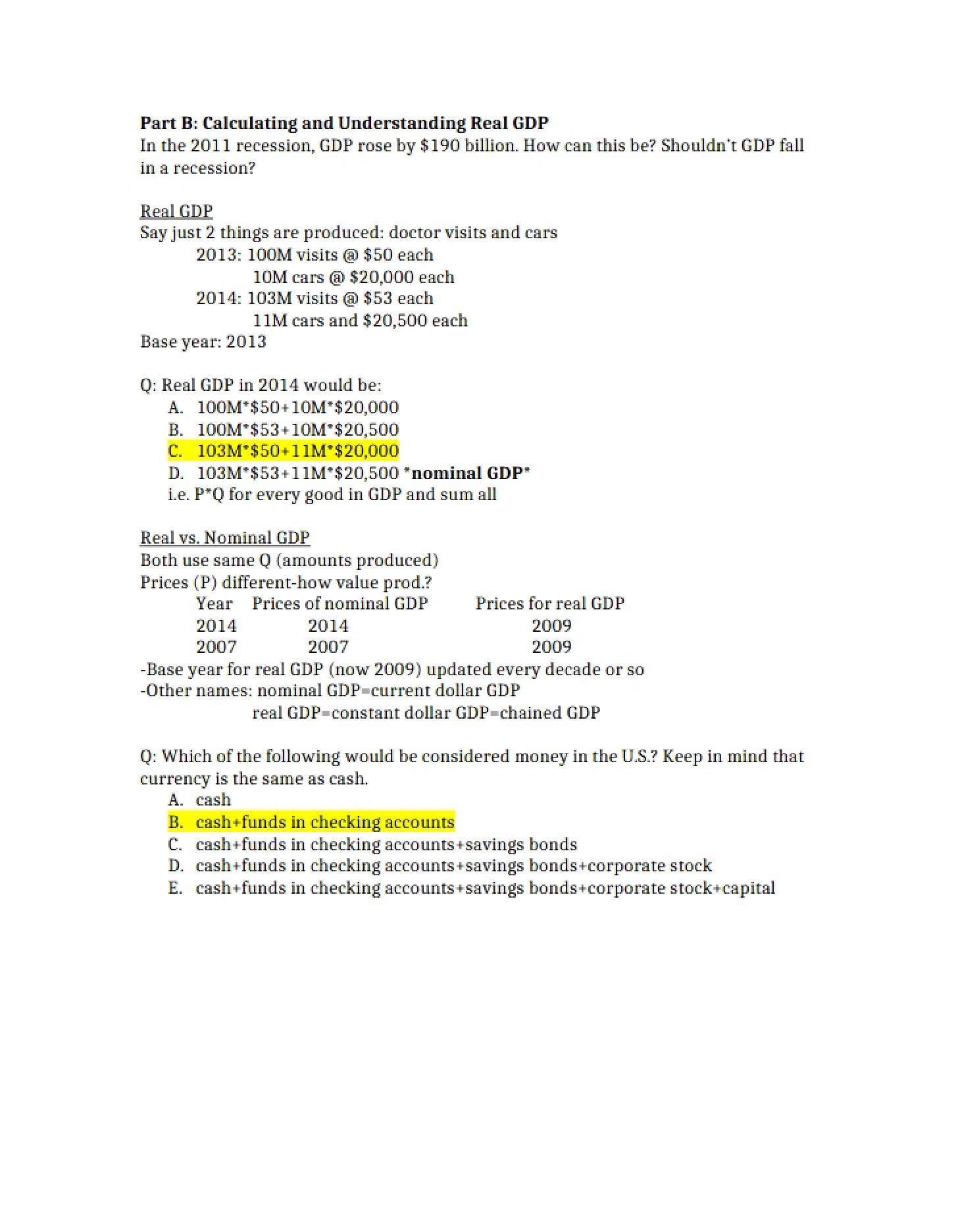 Real GDP Calculation and Understanding (Part B)