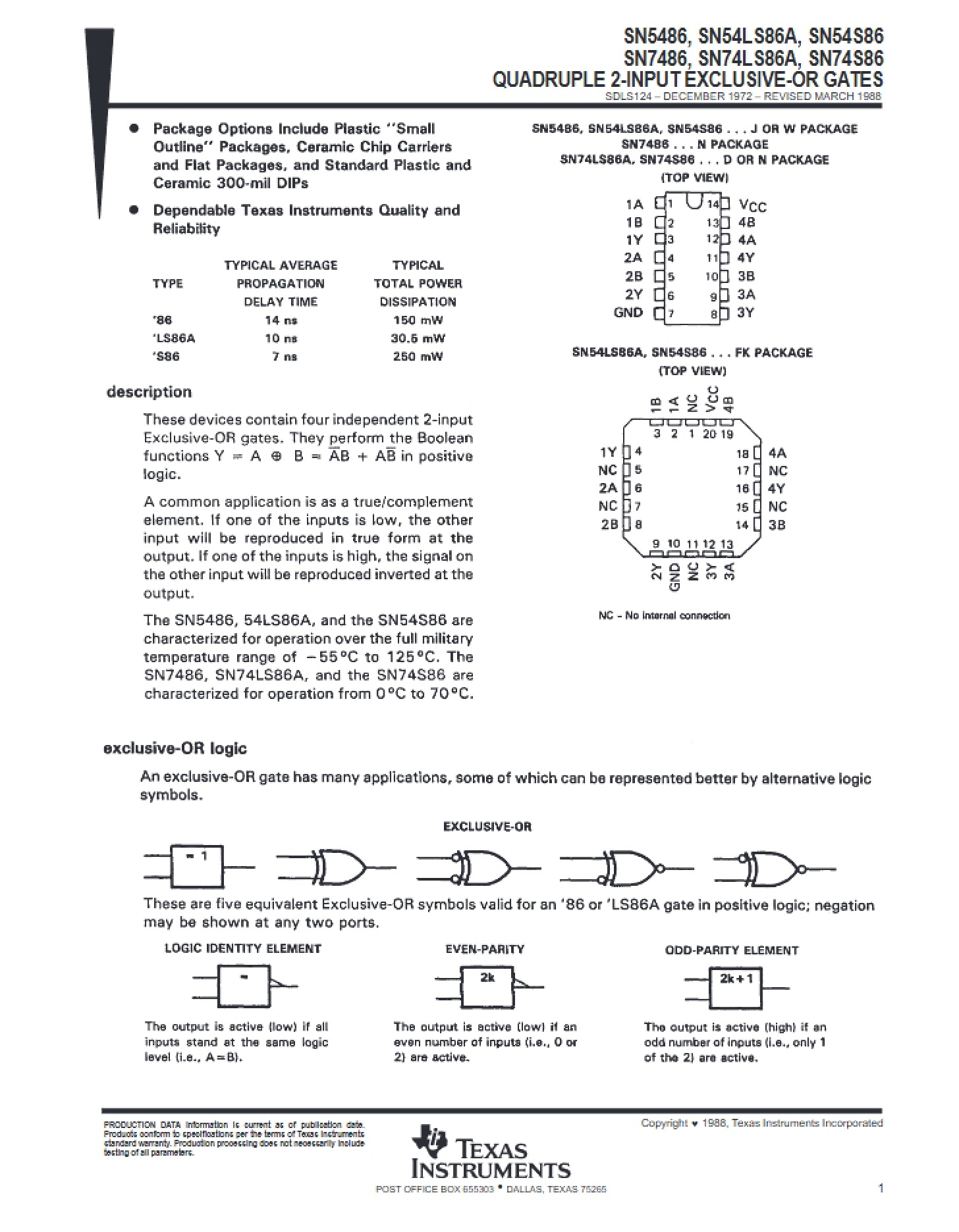 Datasheet for SN74LS86A