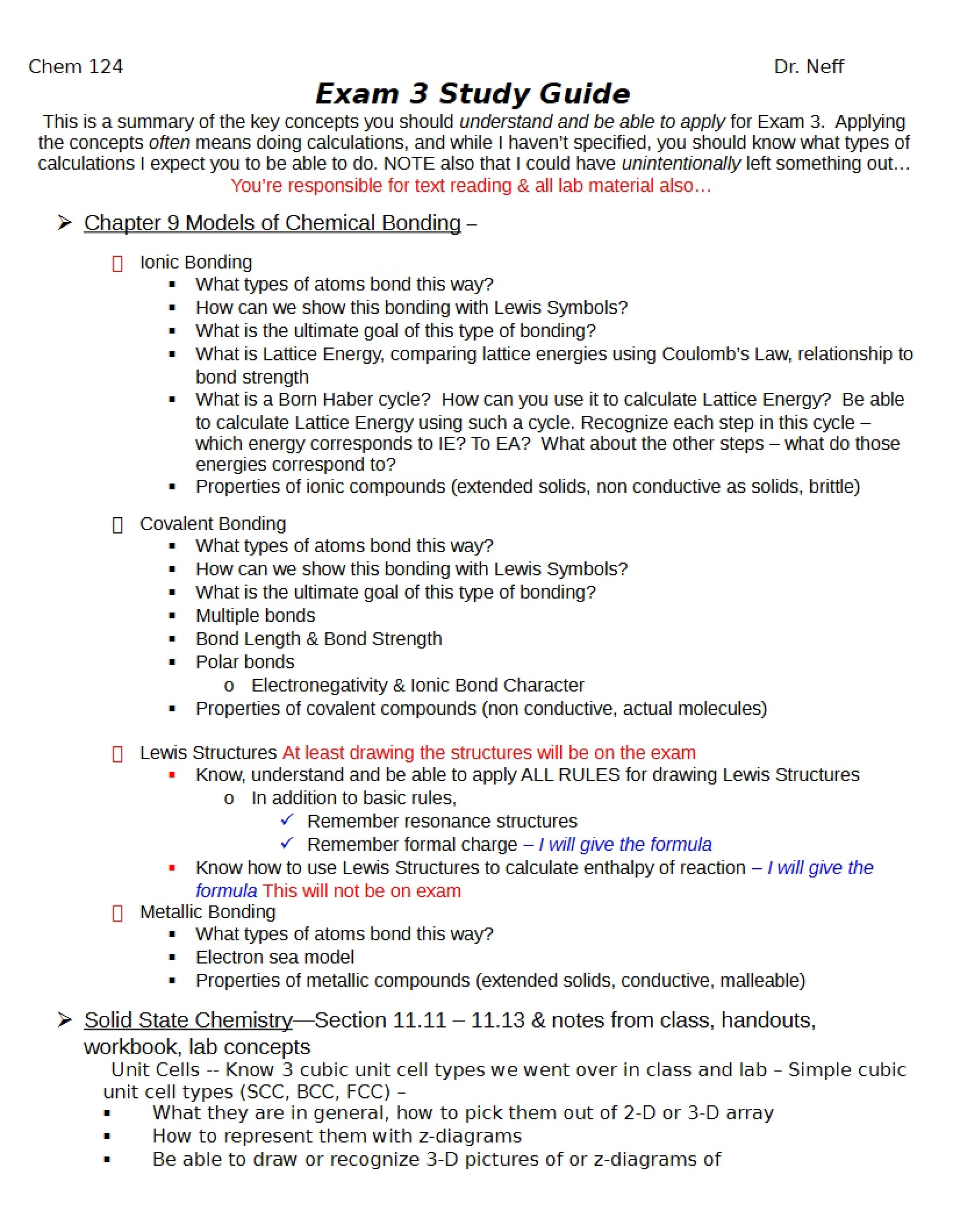 General Chemistry Exam 3 Guide