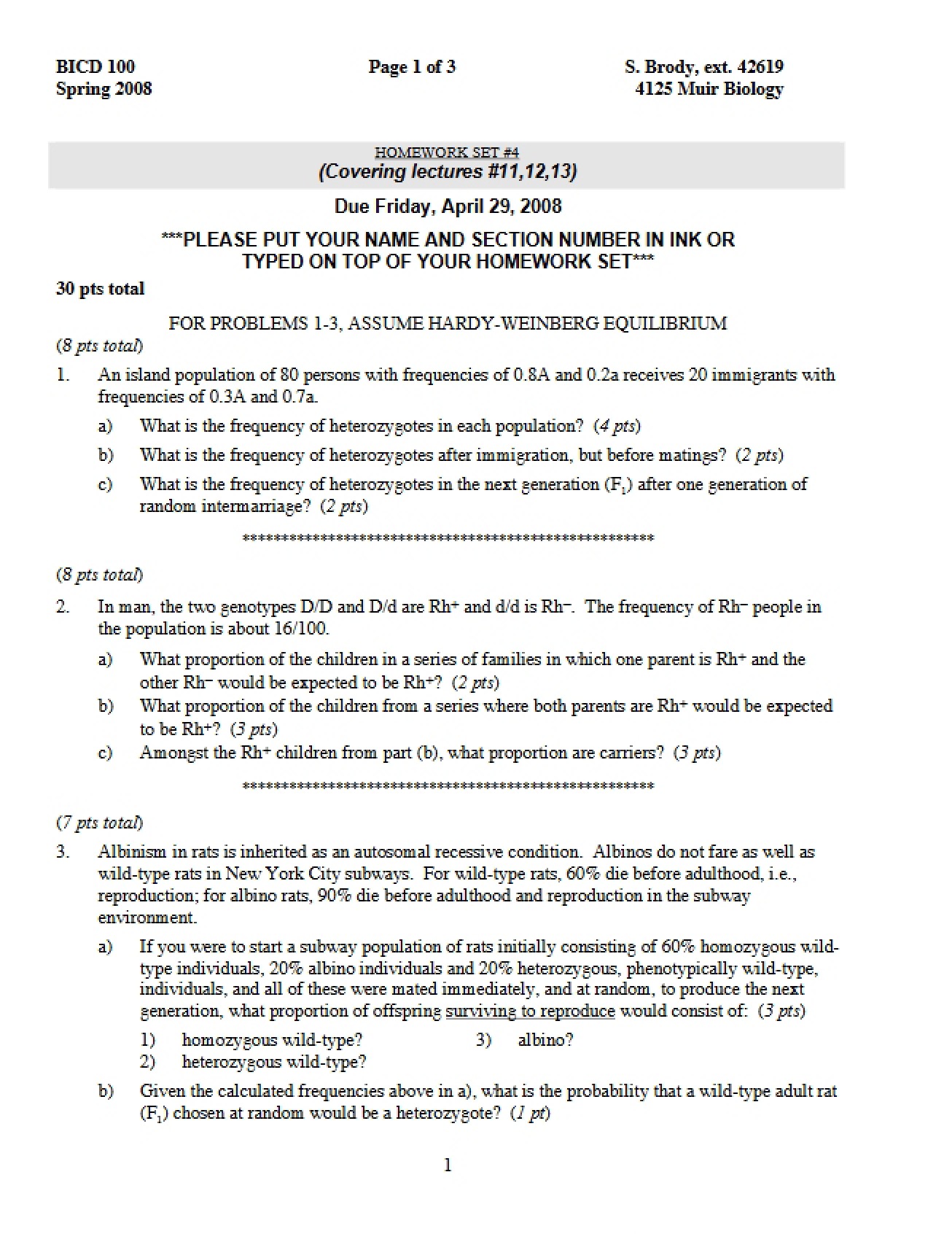 Fourth Homework Set