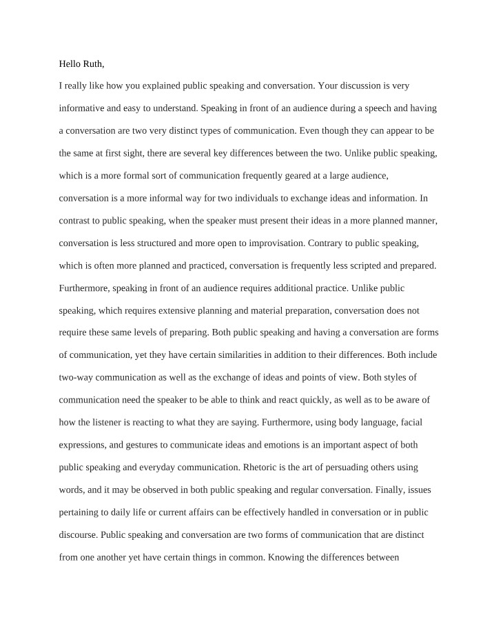 Public Speaking vs. Conversation Analysis