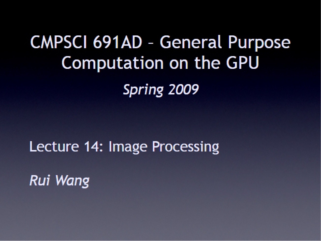 Image Processing Lecture 14