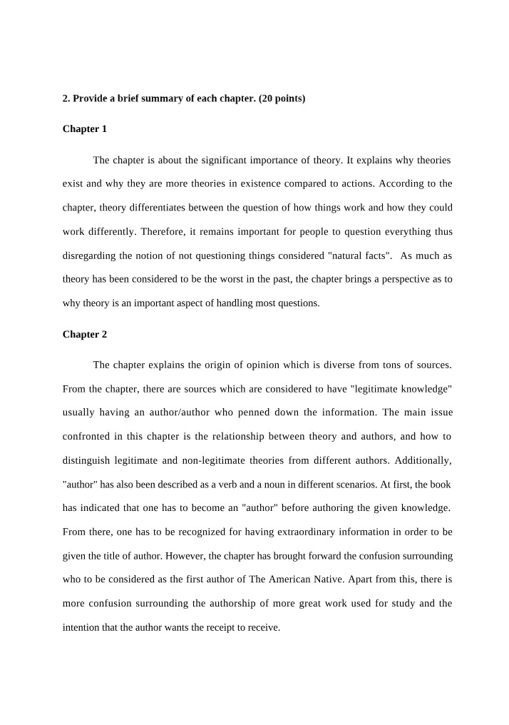 Summary of Theory and Legitimate Knowledge Importance