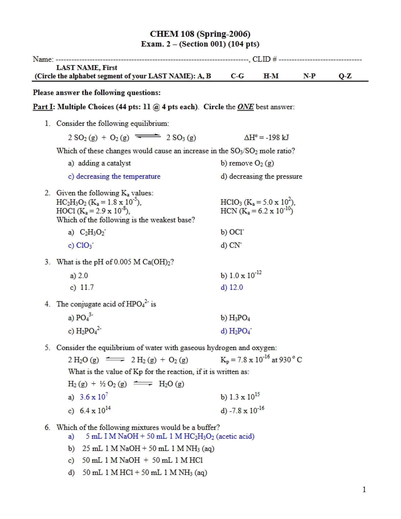 Chemistry II Lecture Notes