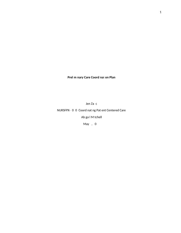 Care Coordination Plan for Heart Failure Patients - Preliminary
