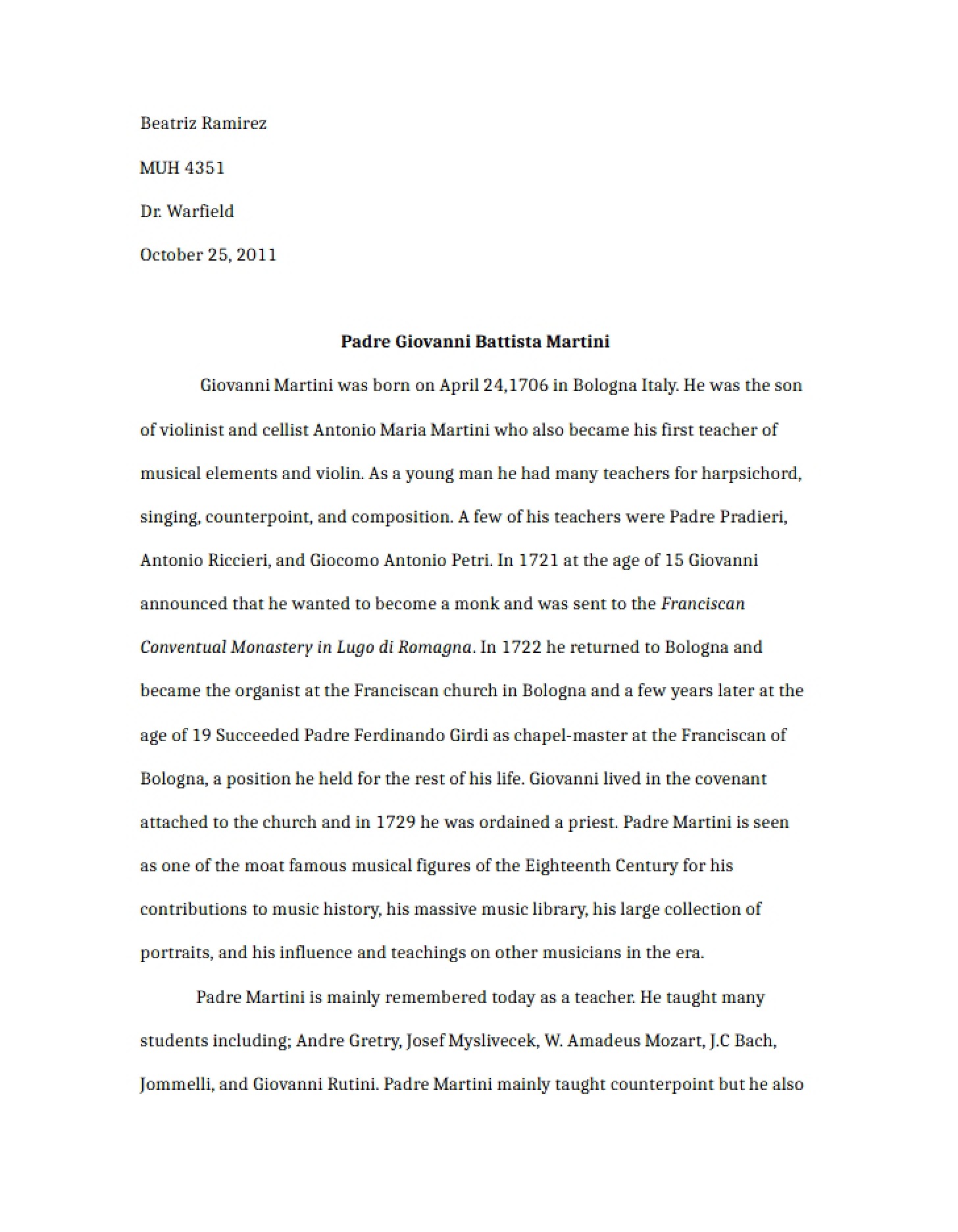 Biography Padre G.B. Martini